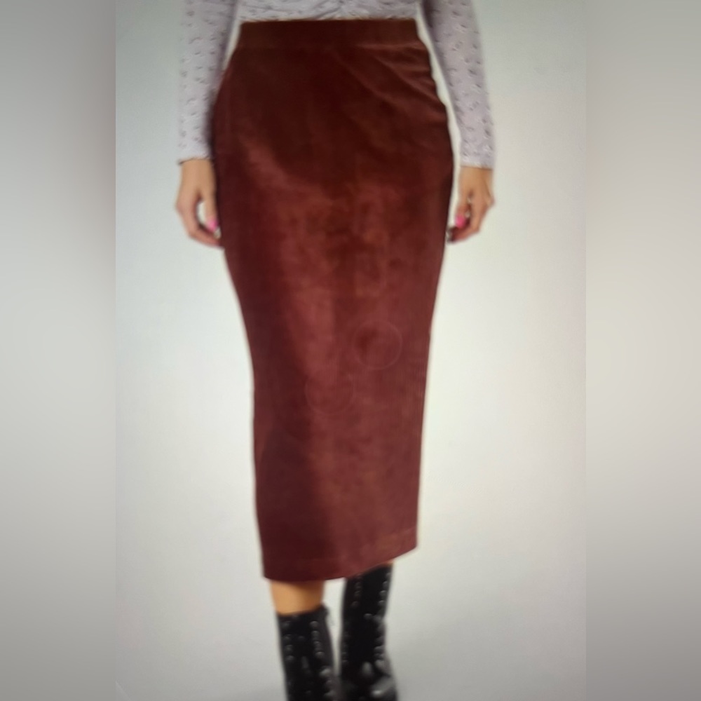 Free People Rust Brown Suede Midi Skirt